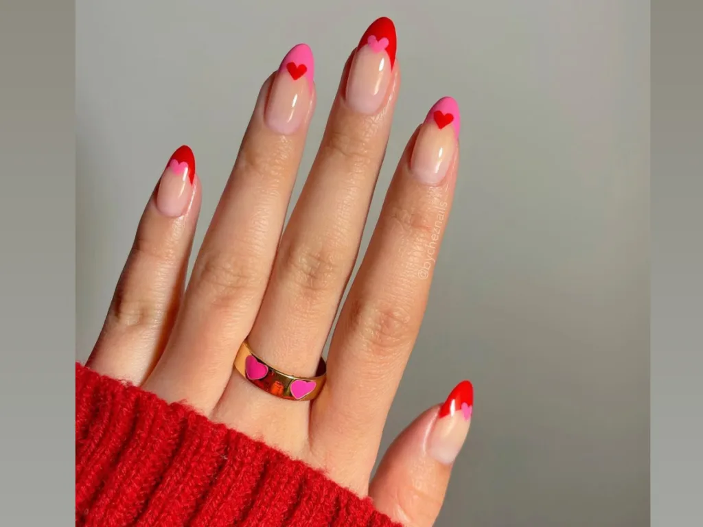 Red and Pink French Nails
