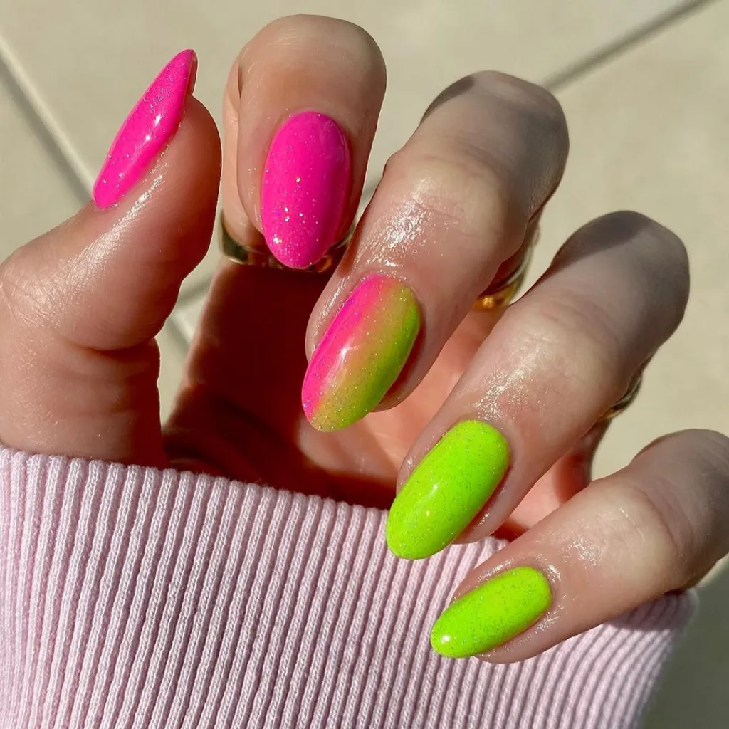 Round Pink Summer Nails