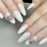 White Chrome Almond Nails
