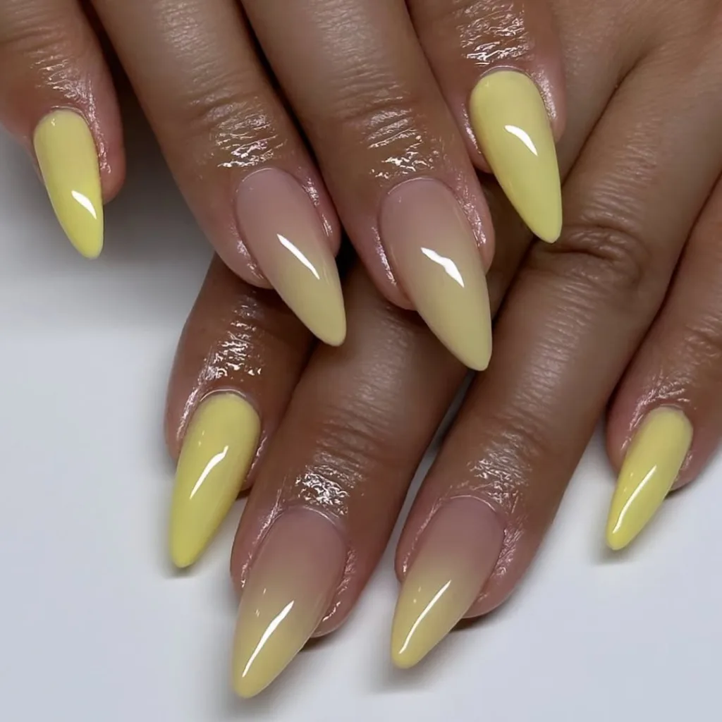 Nude to Yellow Ombre Nails