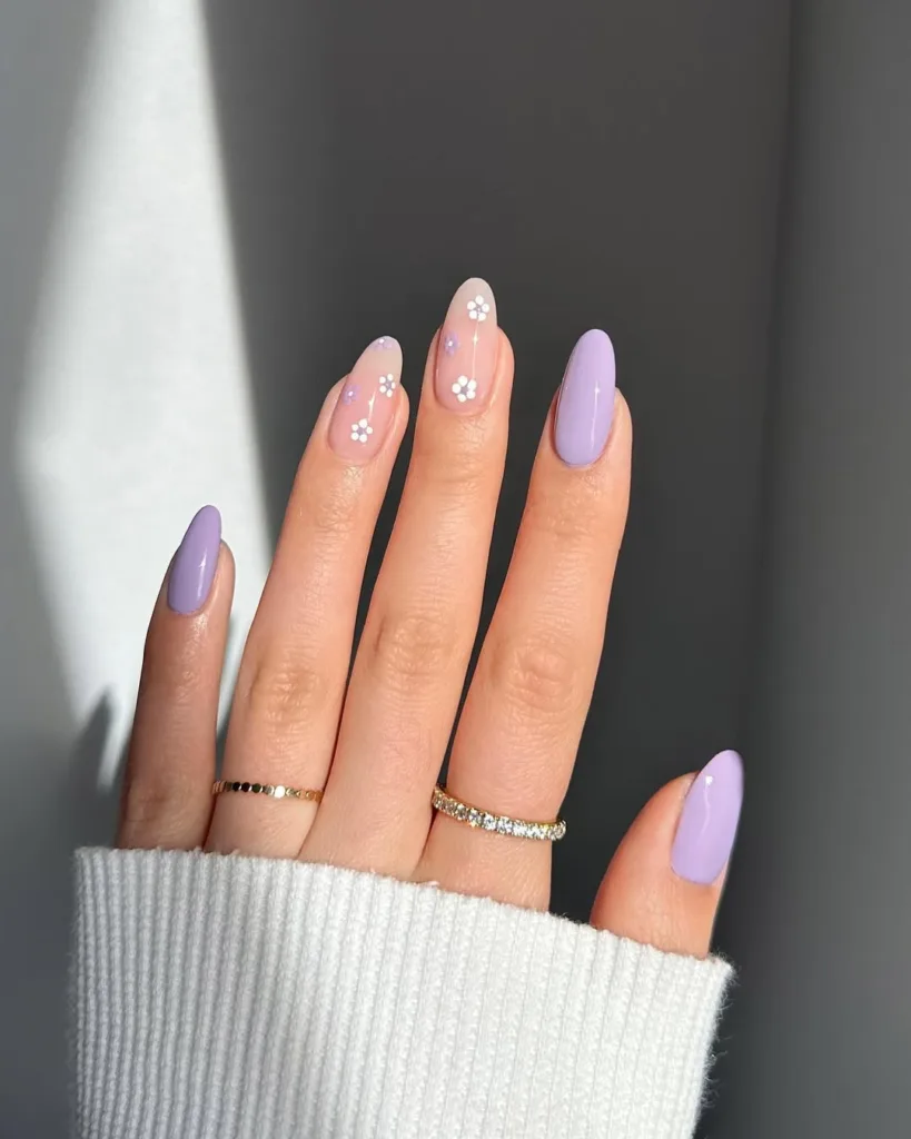 Lilac Flower Spring Nails