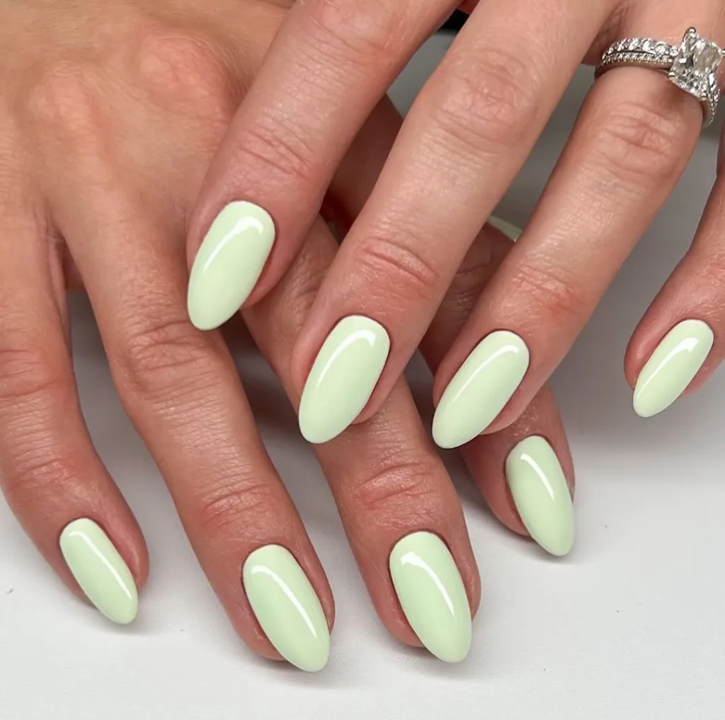 Almond Mint Green Spring Nails
