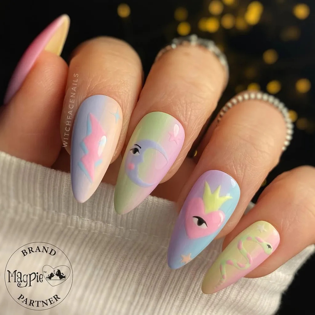 Unicorn Stiletto Spring Nails