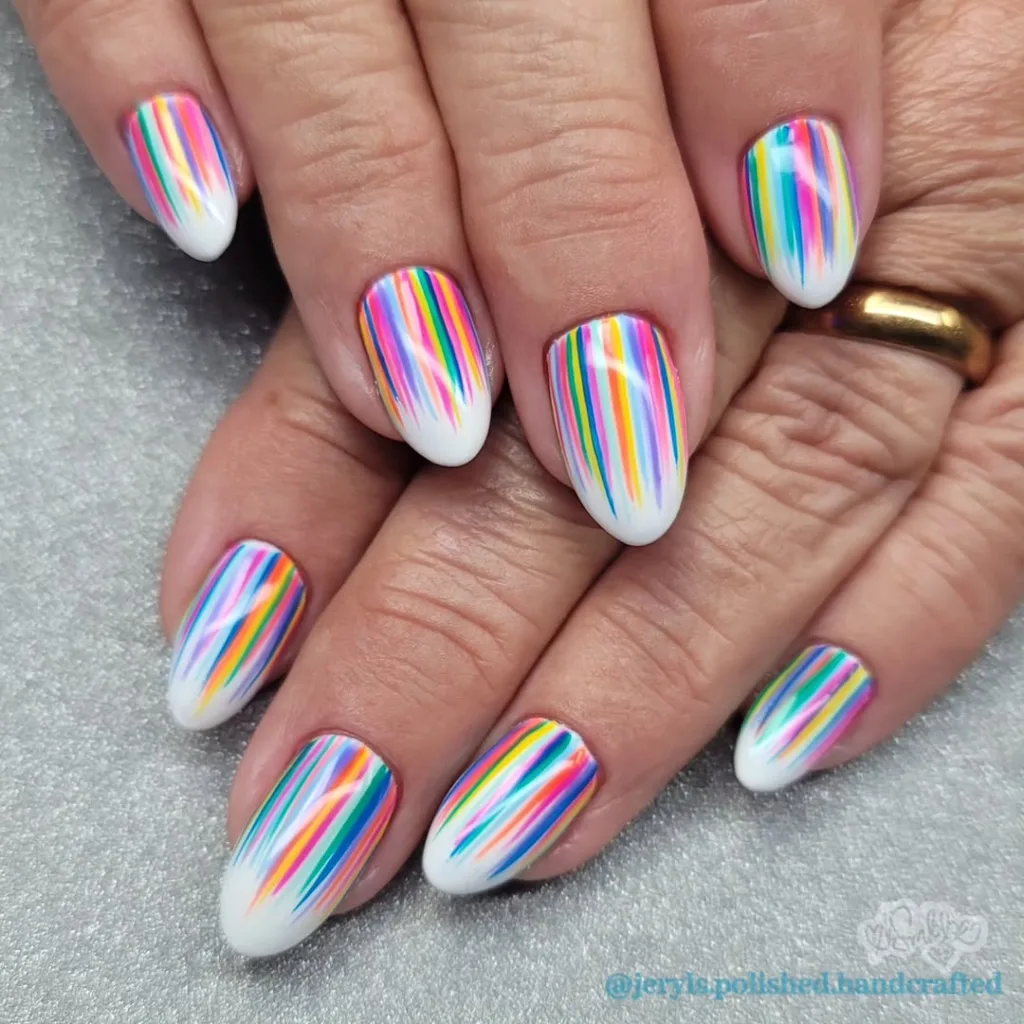 Short Round White Summer Nails