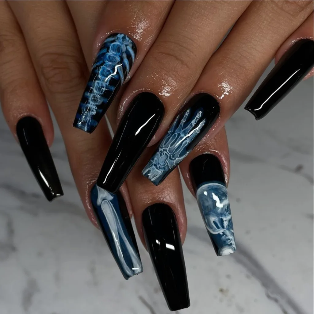 Black Long Xray Nails