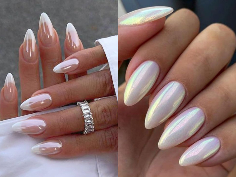 img. of white chrome nails