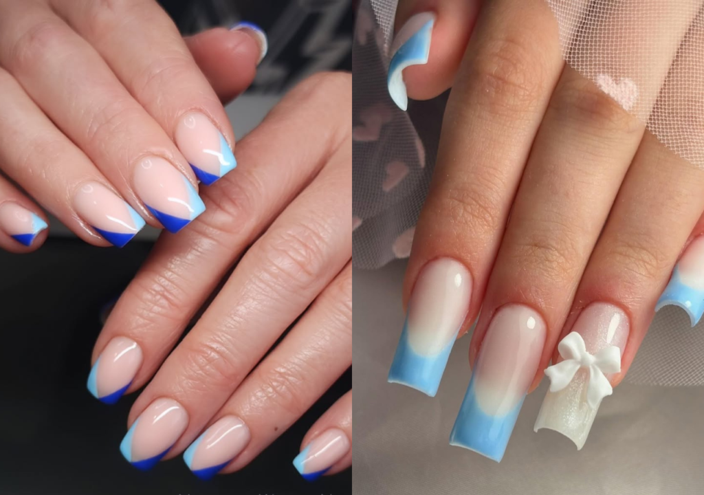 blue french tip nails