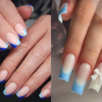 blue french tip nails