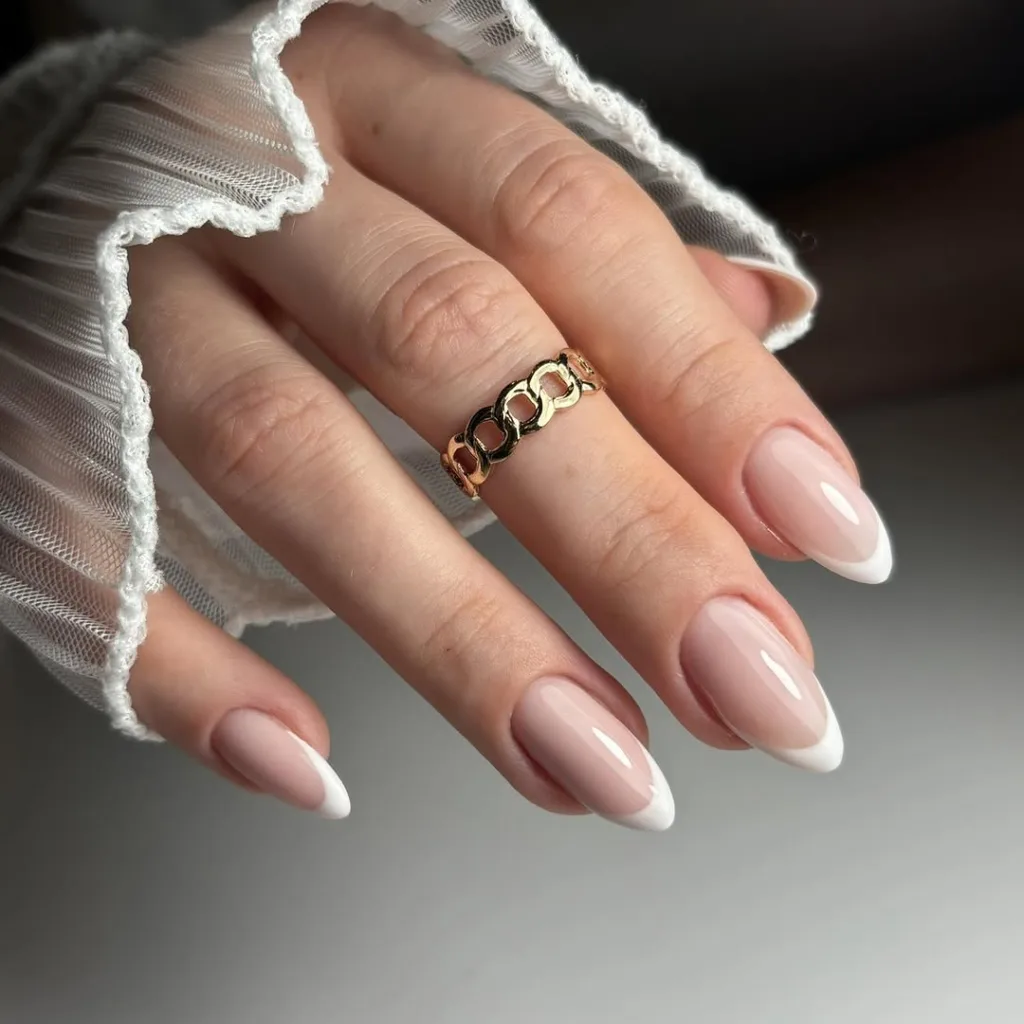 White Almond French Nails