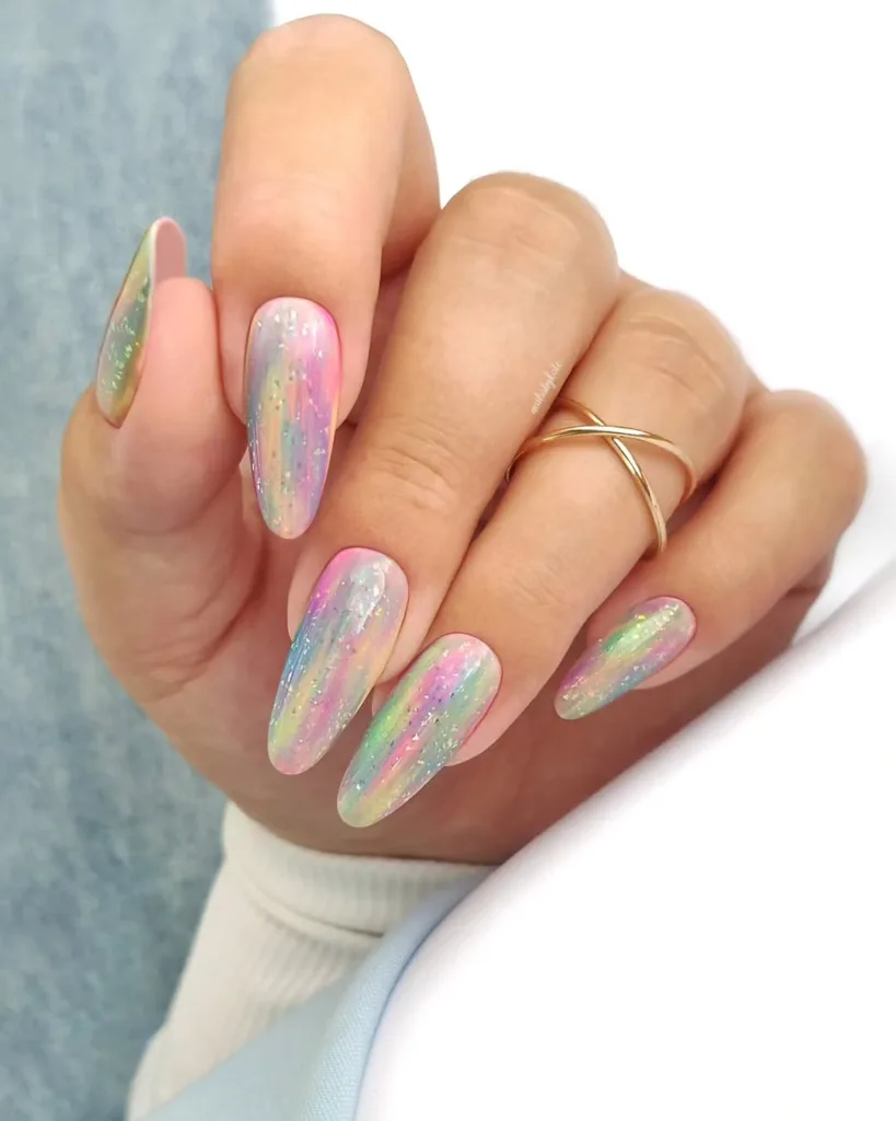 Unicorn Chrome and Glitter  Summer Nails
