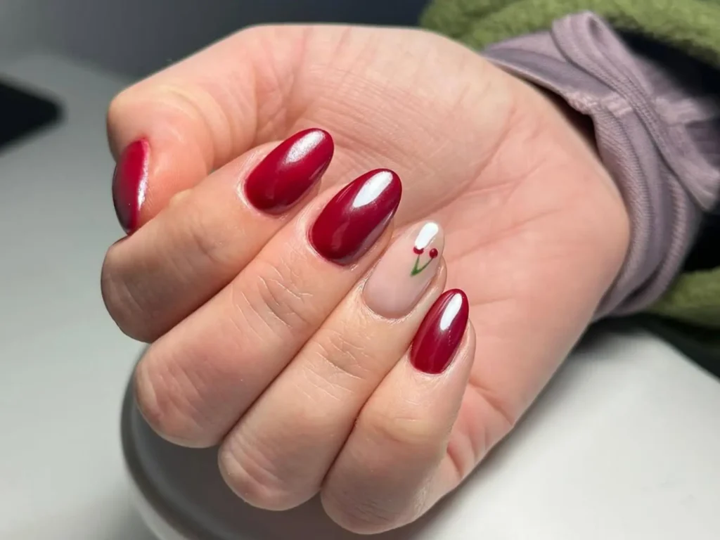 red valentine nails