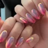 Pink chrome almond nails