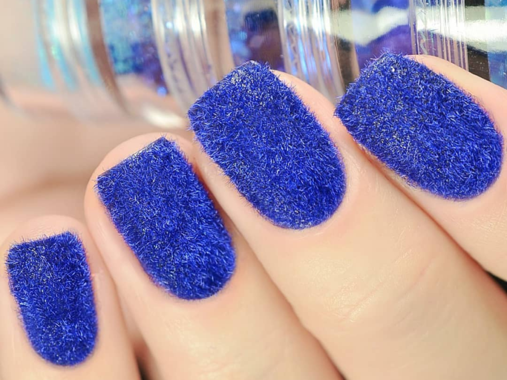 Bold & Trendy Deep Blue Furry Nails for 2025