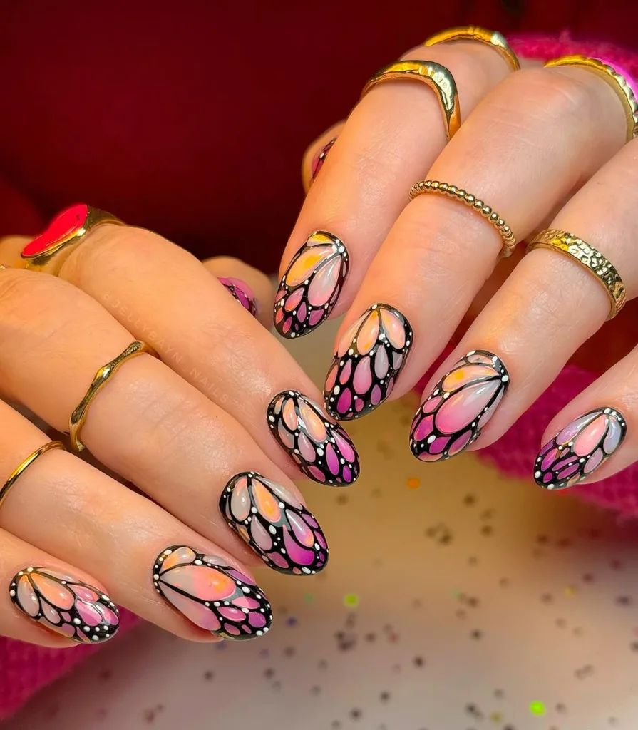 Butterfly wing-inspired nail design