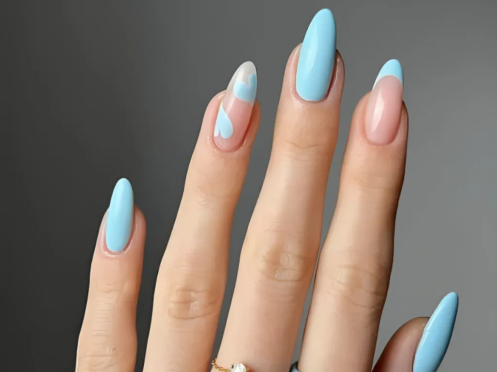 Baby Blue French Tip Nails