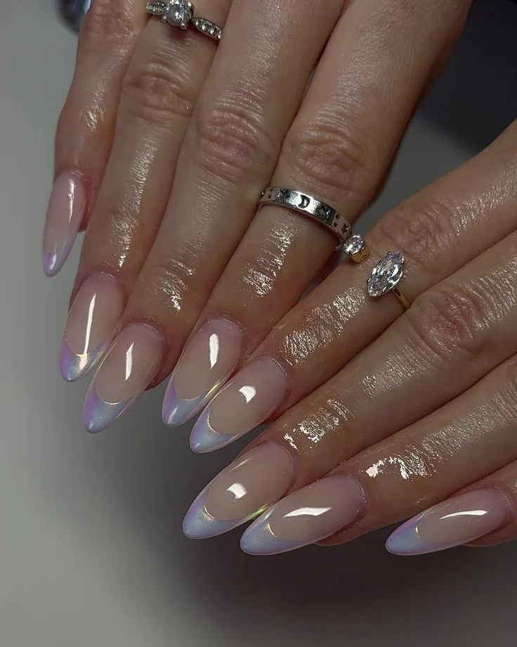 Lavender Chrome French Nails