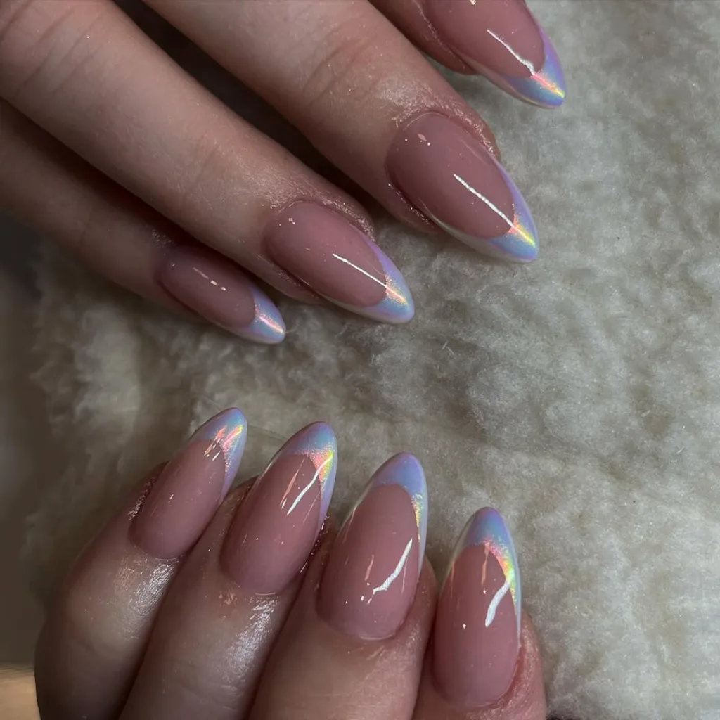 Holographic Chrome French Nails