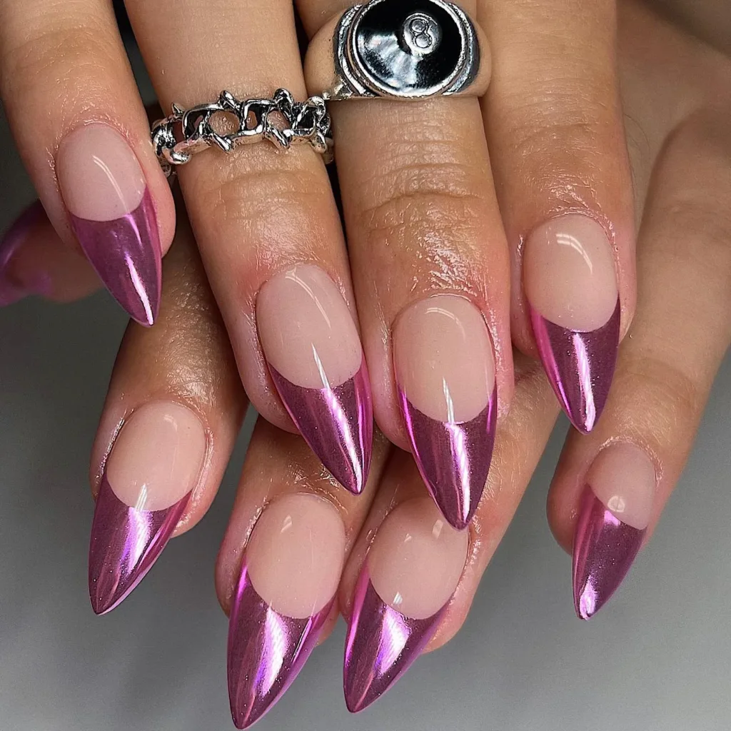 Orchid Chrome French Nails