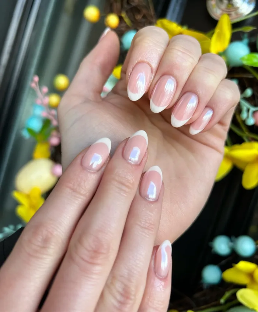 Chrome French Tip Prom Nails